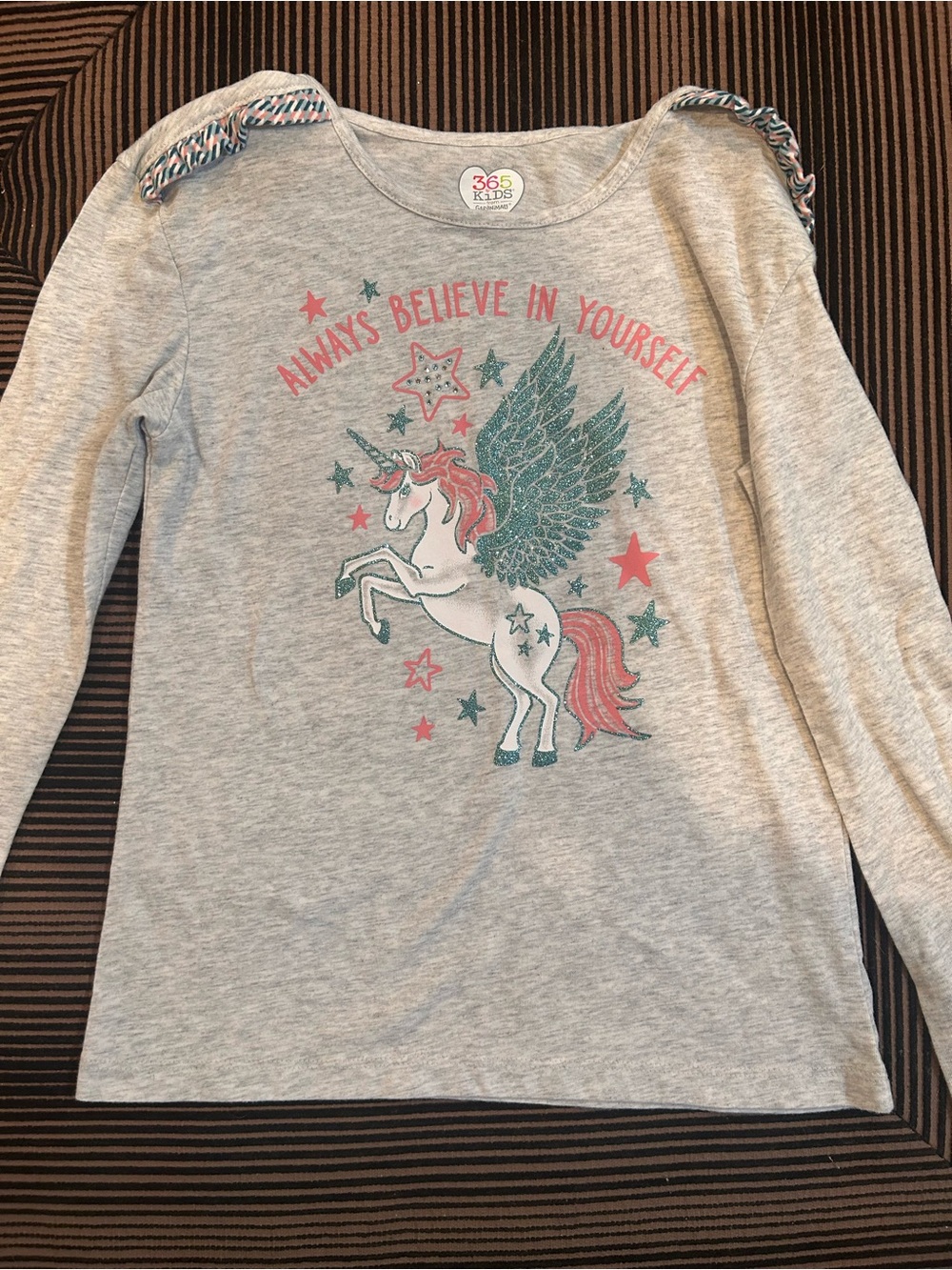 Garanimals Gray Long-Sleeve Unicorn Tee with Pink & Teal Accents